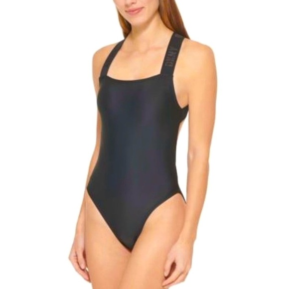 NWT DKNY Black One Piece Swimsuit reg $139 size XXL - Picture 1 of 9
